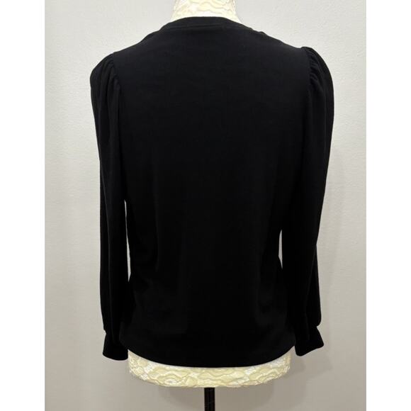 Marine Layer Womens Small Lexi Ribbed Puff Long Sleeve Black Top Sweater Preppy - Picture 3 of 9